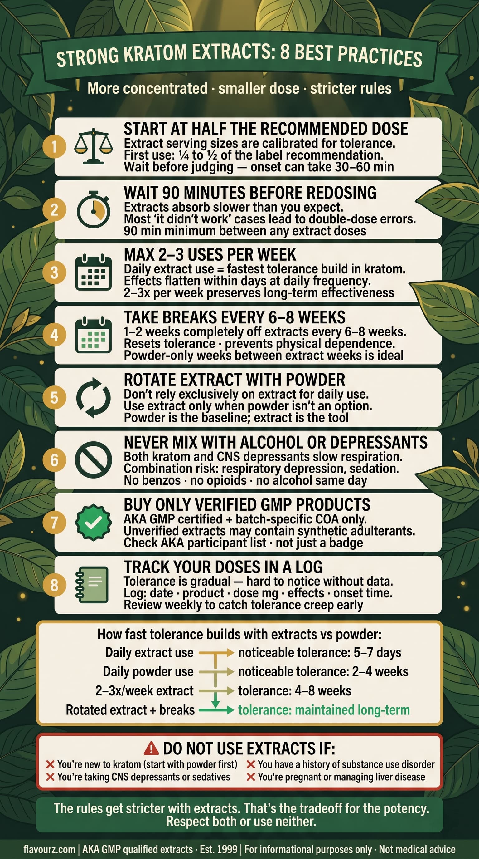 infographic for Best Practices When Using Strong Kratom Extracts